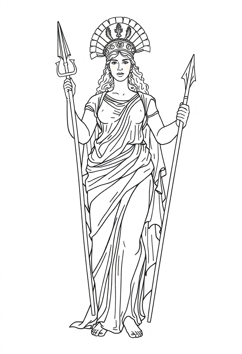 Roman Goddess Minerva coloring page, free printable