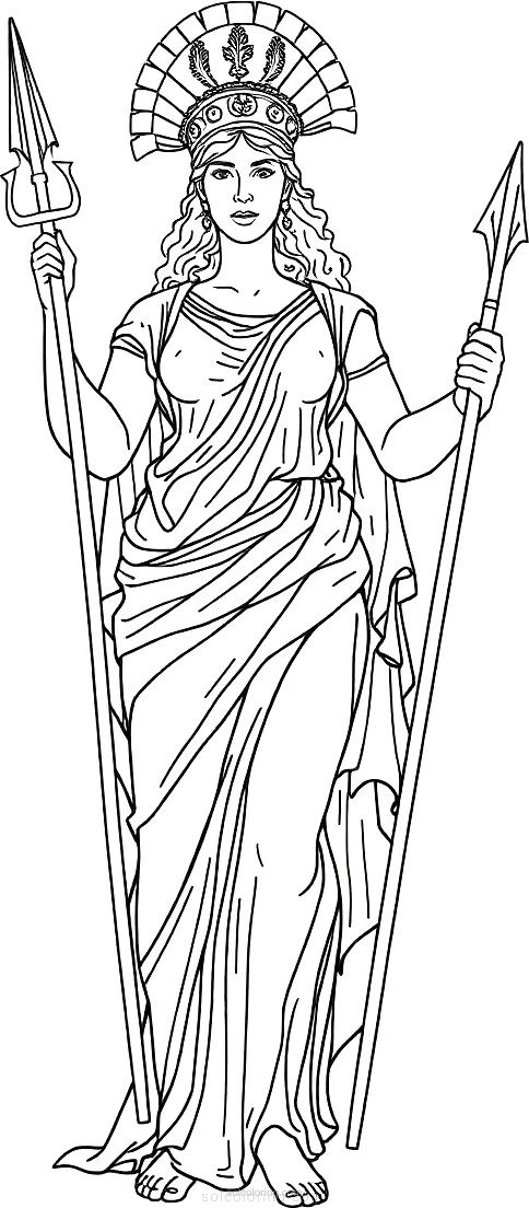 Roman Goddess Minerva coloring page for kids