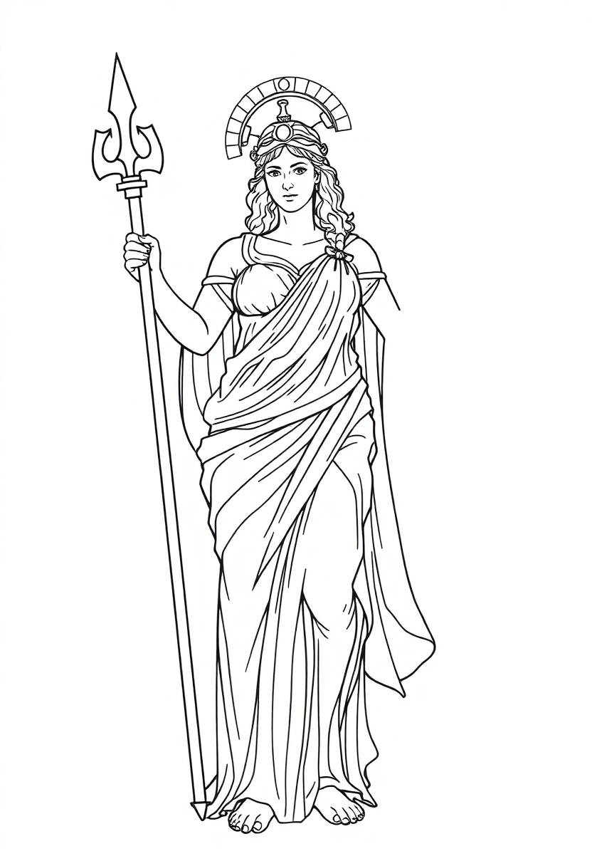 Roman Goddess Minerva coloring page, free printable