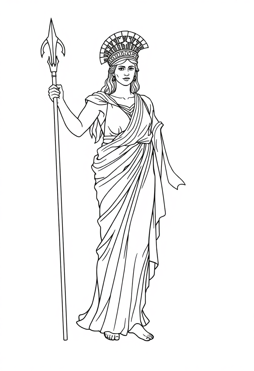 Roman Goddess Minerva coloring page, free printable