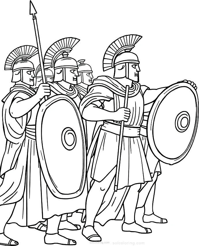 Roman Legion Battle Formation coloring page for kids