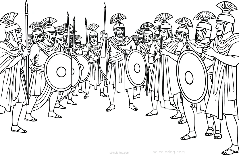 Roman Legion Battle Formation coloring page for kids