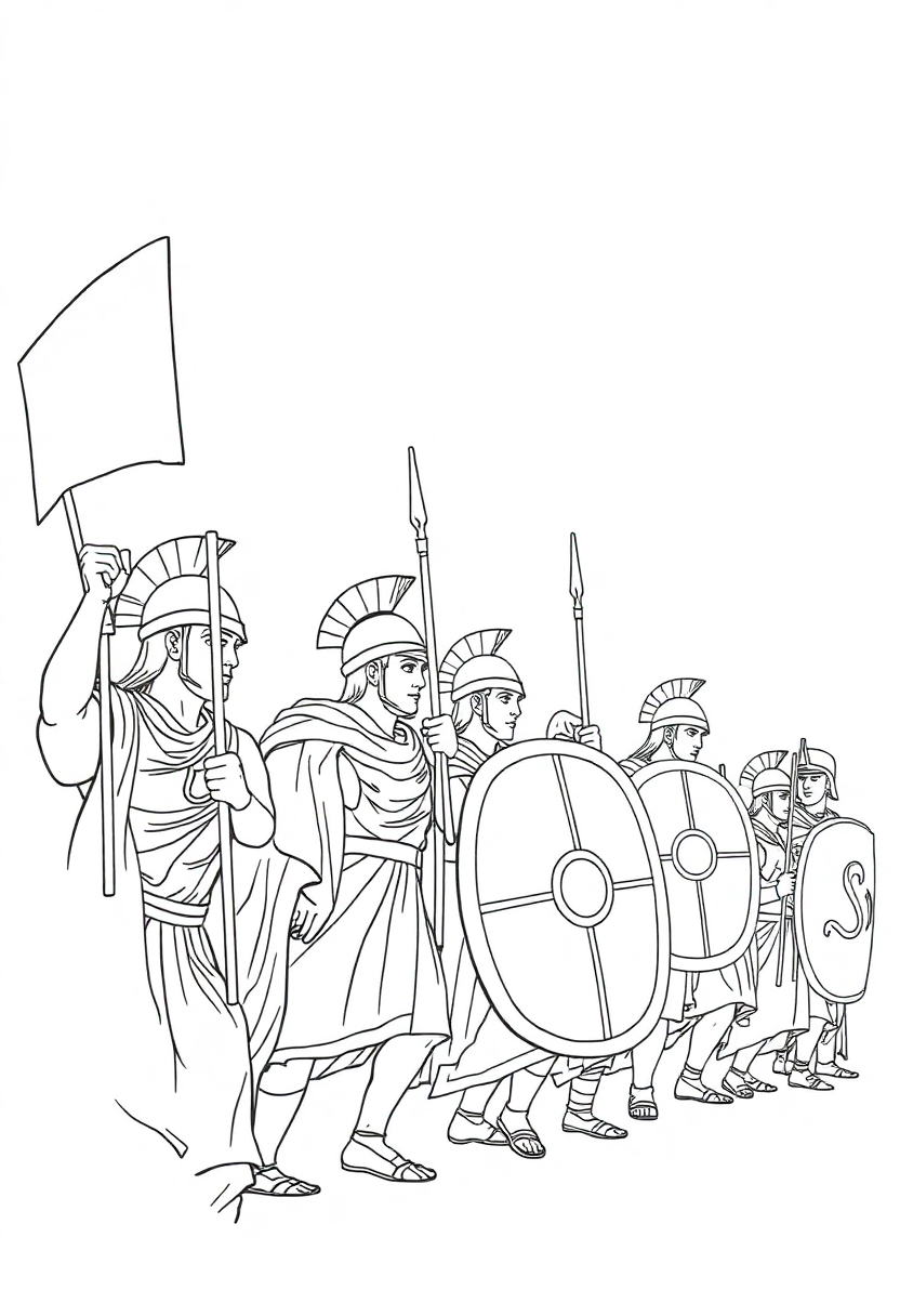 Roman Legion Battle Formation coloring page, free printable