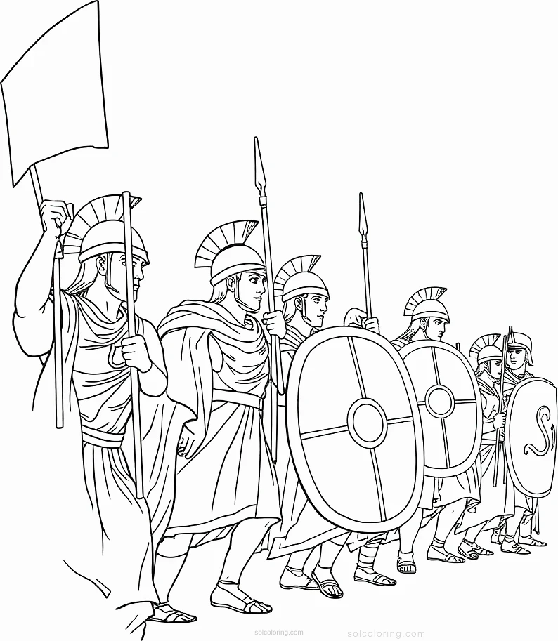 Roman Legion Battle Formation coloring page for kids