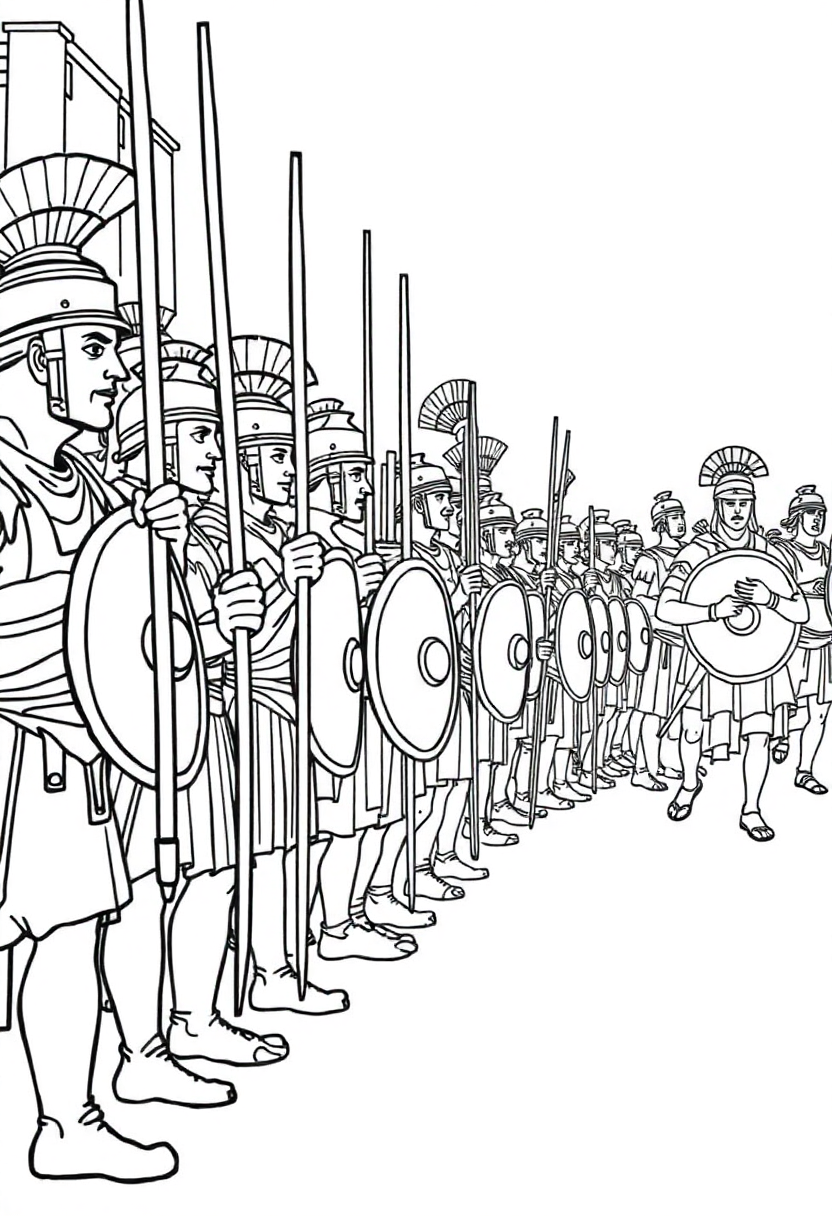 Roman Legion Battle Formation coloring page, free printable