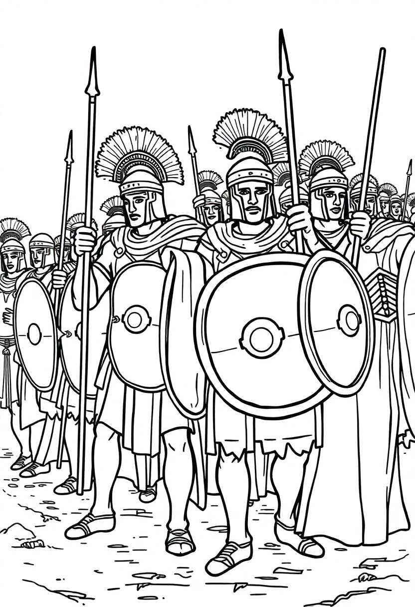 Roman Legion Battle Formation coloring page, free printable