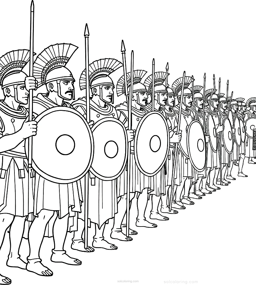 Roman Legion Battle Formation coloring page for kids