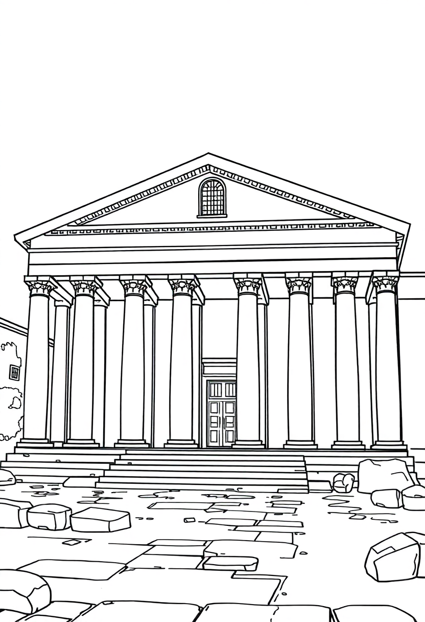 Roman Senate Building coloring page, free printable