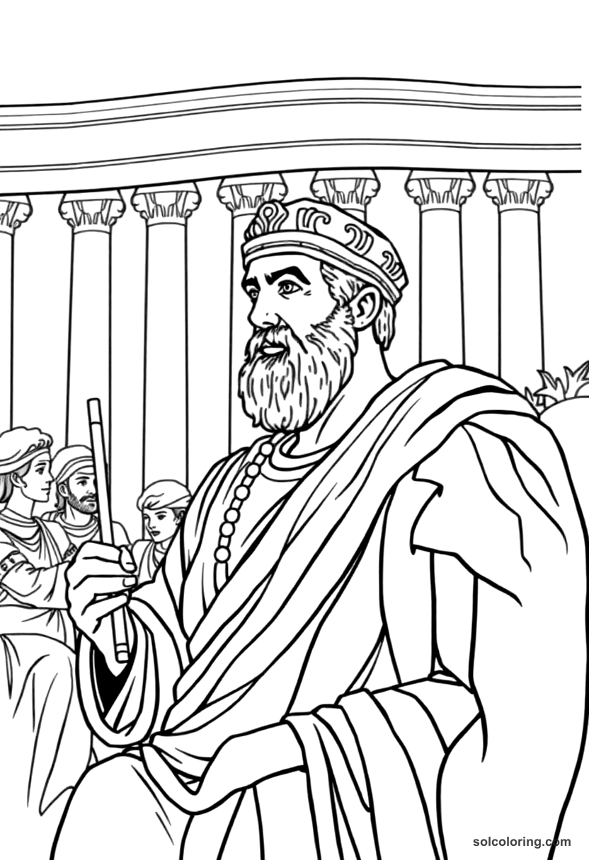 Roman Senate Debate on the Ides of March coloring page, free printable detailed style