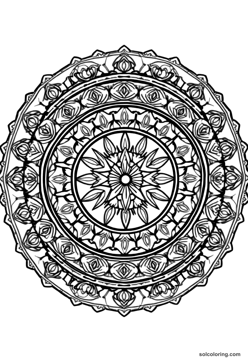 Mandala Roman Senate Debate on the Ides of March coloring page, free printable mandala style