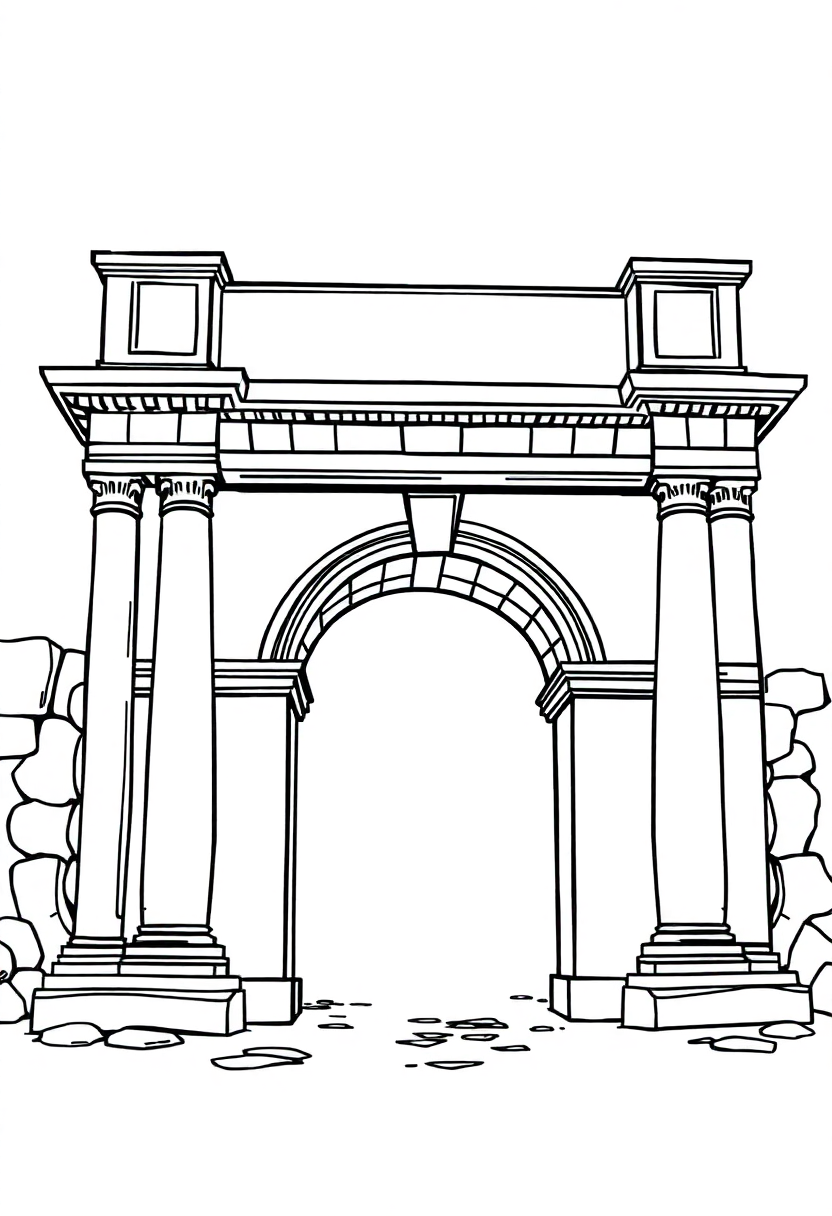 Roman Triumphal Arch coloring page, free printable