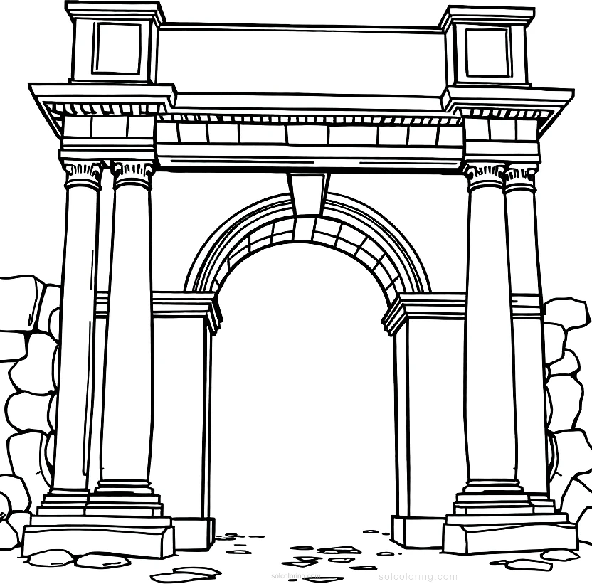 Roman Triumphal Arch coloring page for kids