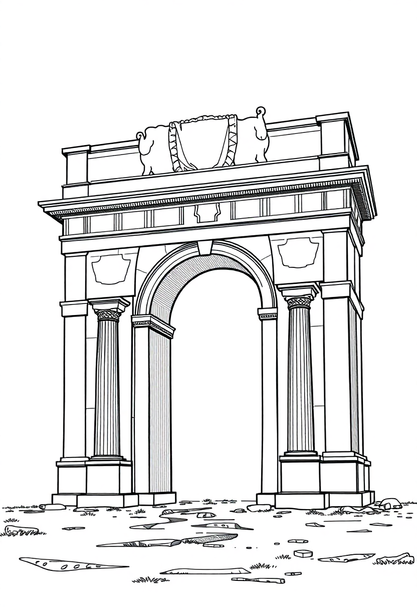 Roman Triumphal Arch coloring page, free printable