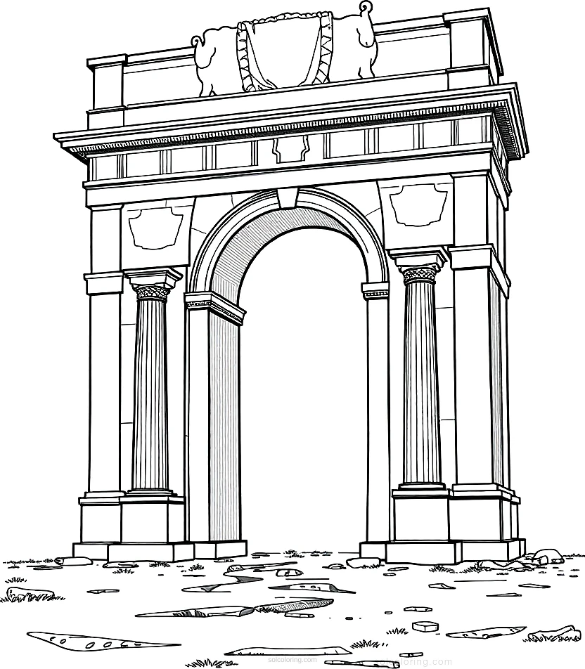 Roman Triumphal Arch coloring page for kids
