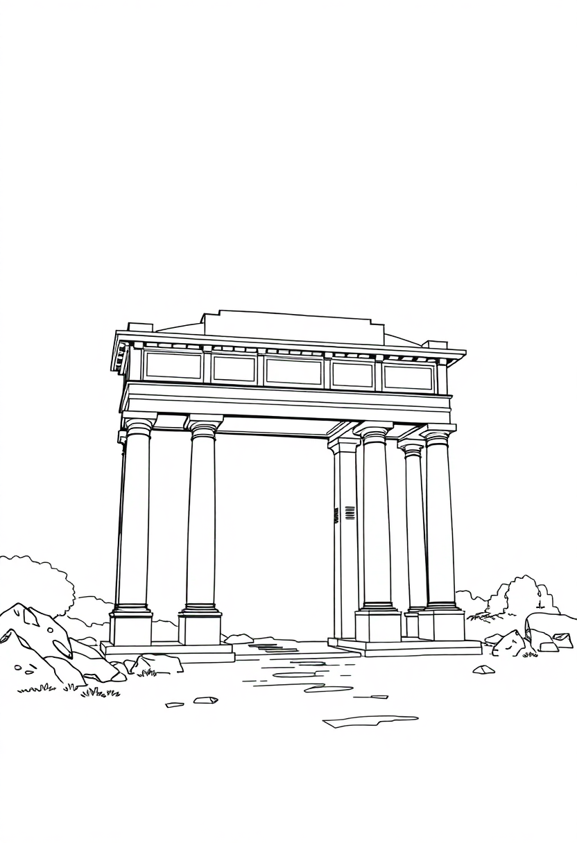 Roman Triumphal Arch coloring page, free printable