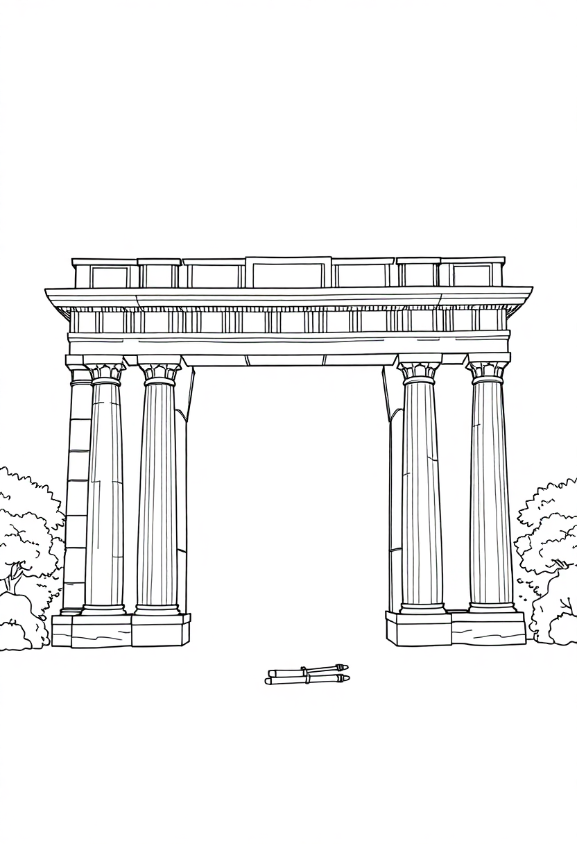 Roman Triumphal Arch coloring page, free printable