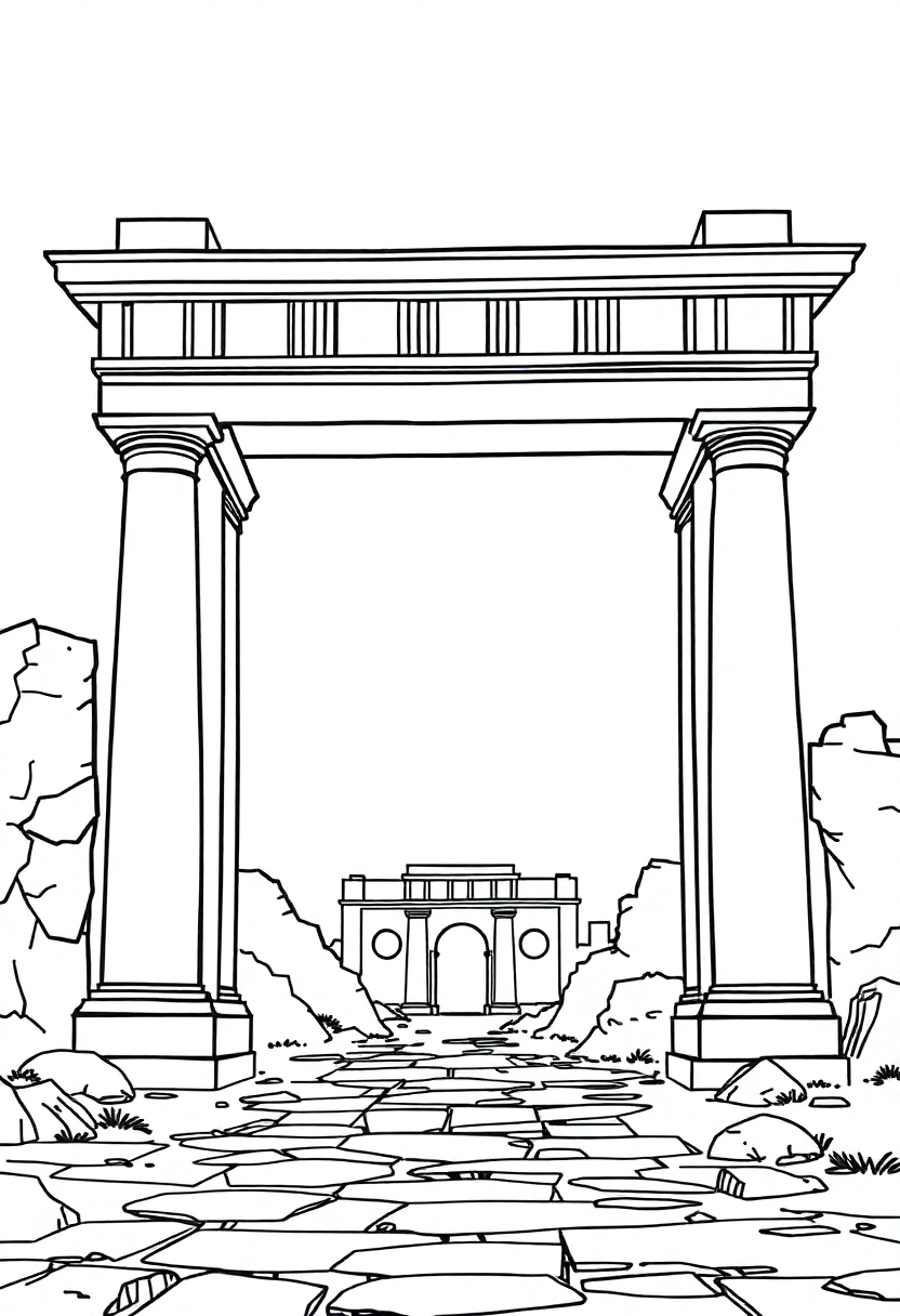 Roman Triumphal Arch coloring page, free printable