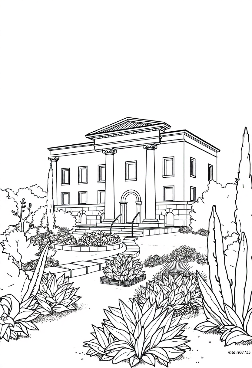Roman Villa with Gardens coloring page, free printable