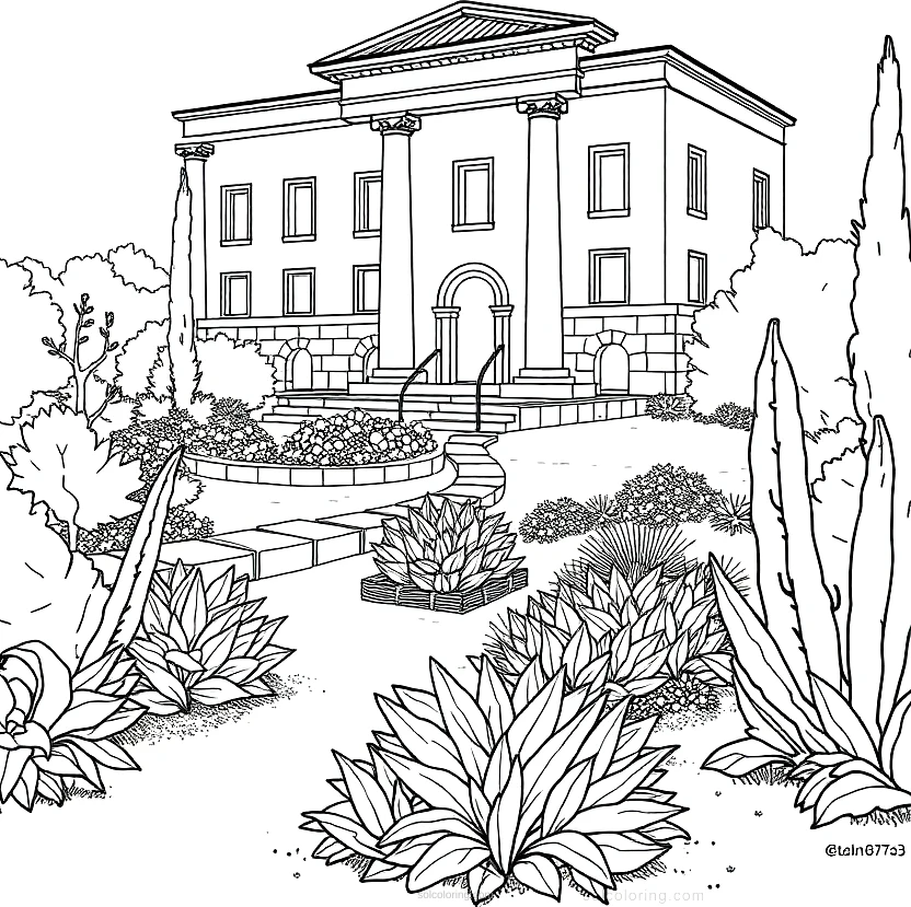 Roman Villa with Gardens coloring page for kids