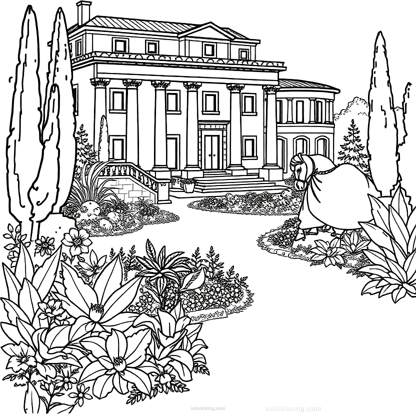 Roman Villa with Gardens coloring page for kids