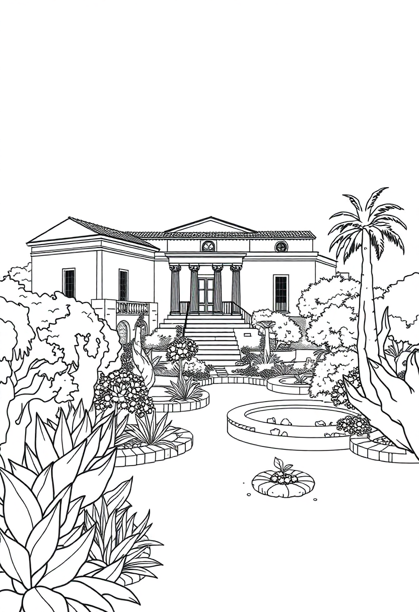 Roman Villa with Gardens coloring page, free printable
