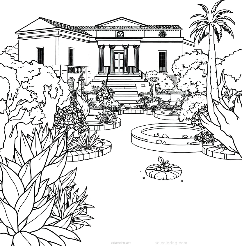 Roman Villa with Gardens coloring page for kids