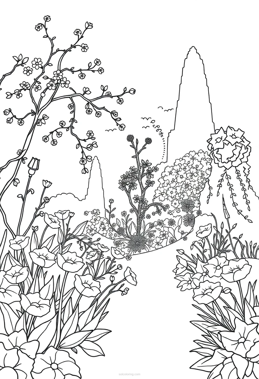 Romantic Garden Scene coloring pages