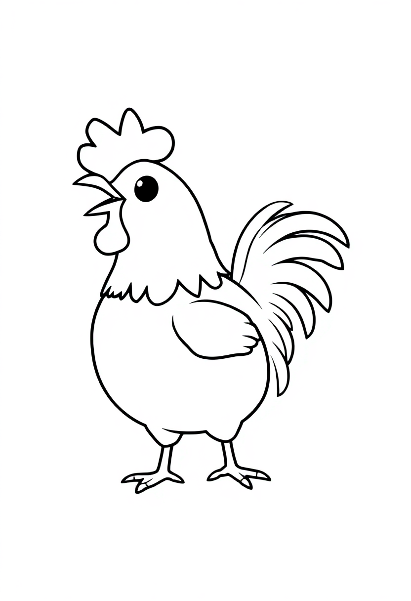 Rooster Crowing coloring page, free printable