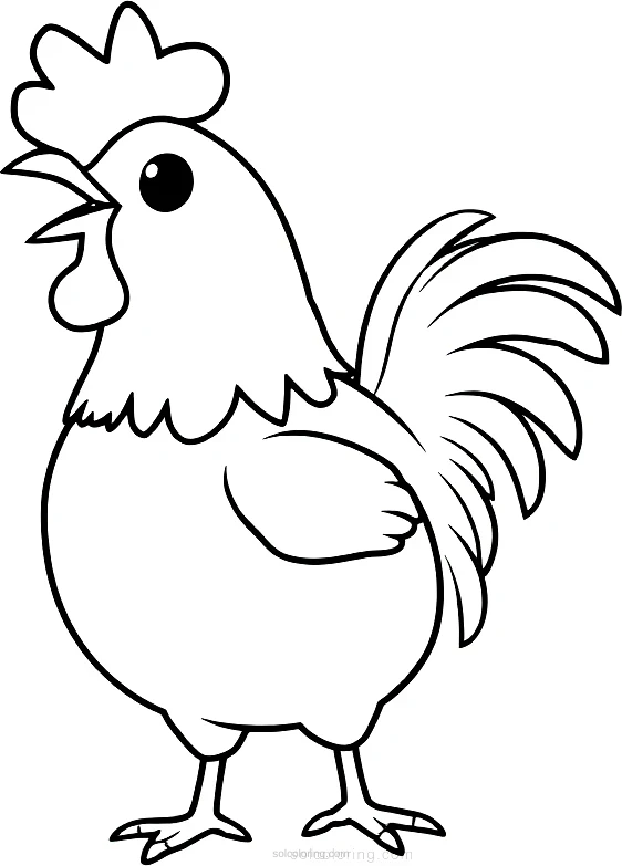 Rooster Crowing coloring page for kids