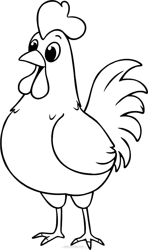 Rooster Crowing coloring page for kids