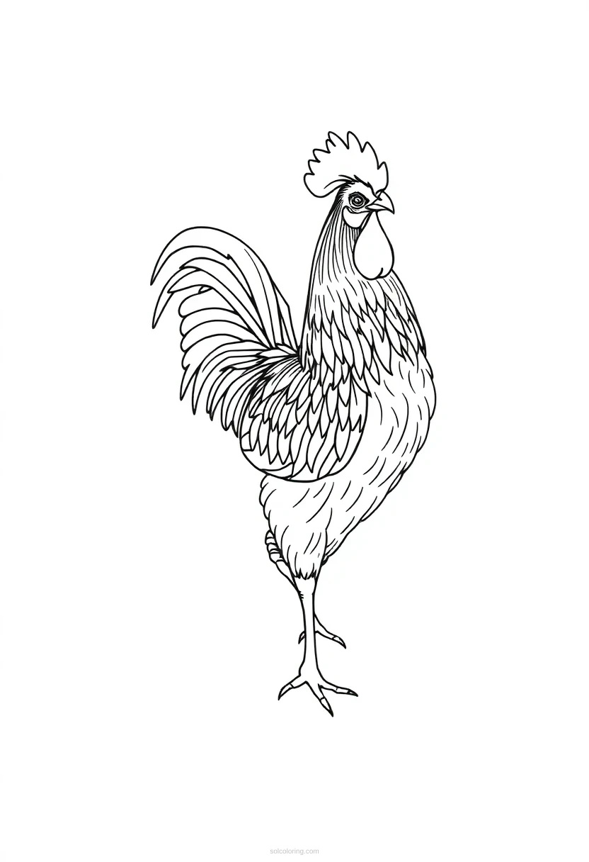 Rooster coloring page for kids