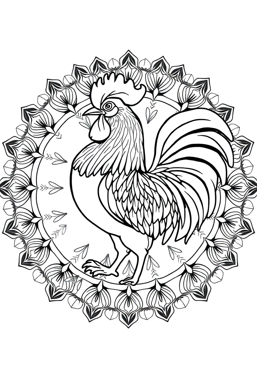 Rooster coloring page, free printable