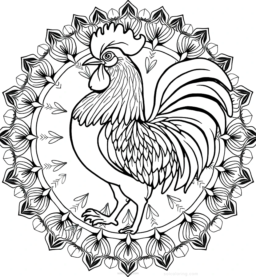 Rooster coloring page for kids