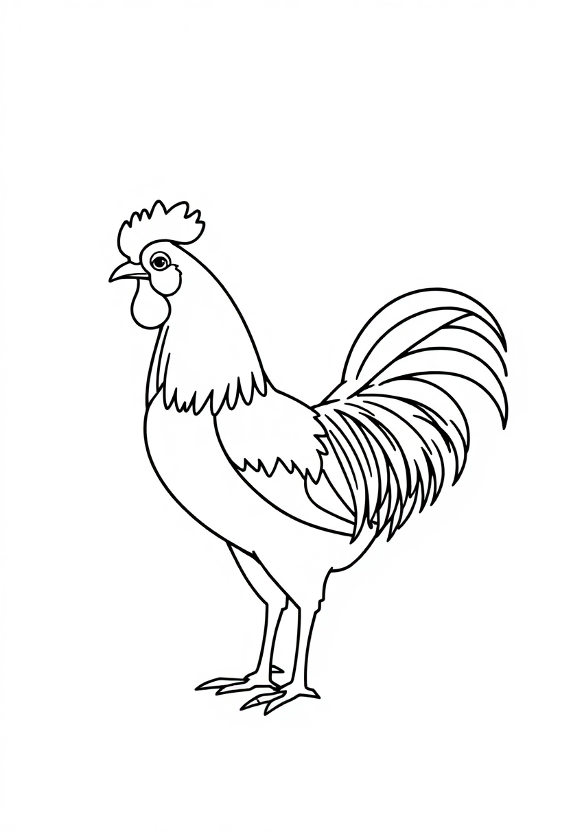 Rooster coloring page, free printable
