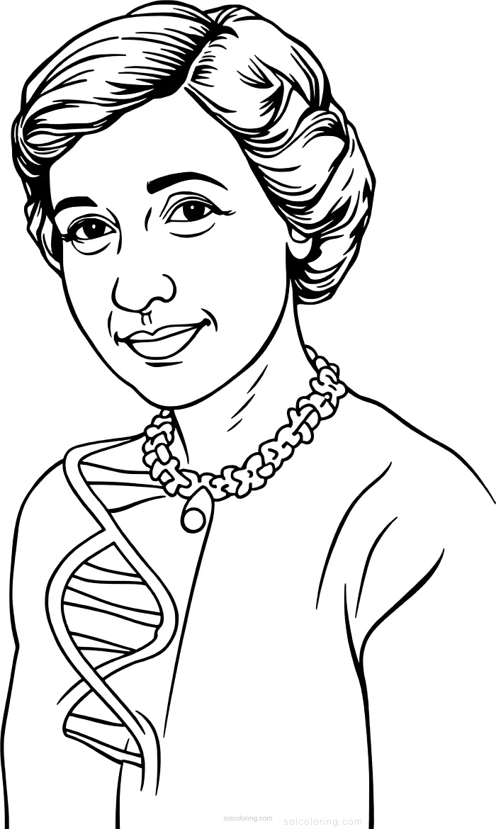 Rosalind Franklin With Dna Helix Model coloring page for kids