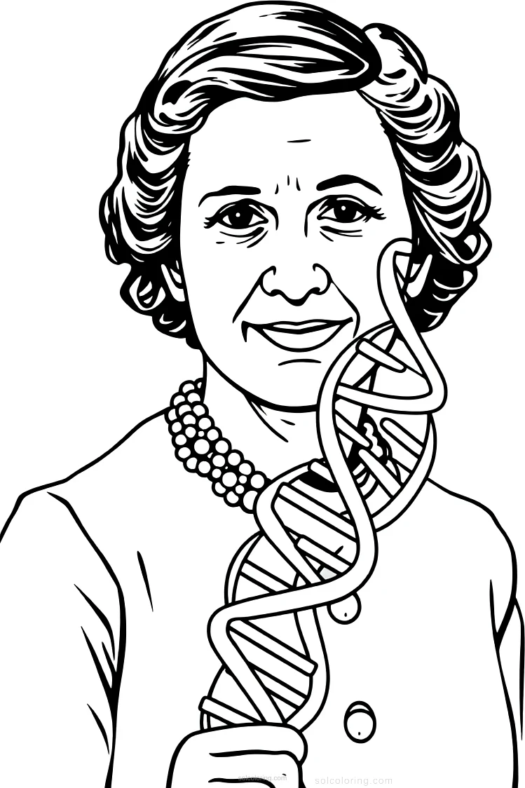 Rosalind Franklin With Dna Helix Model coloring page for kids