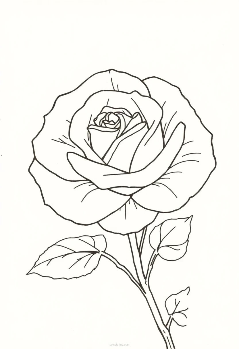 Rose coloring page for kids