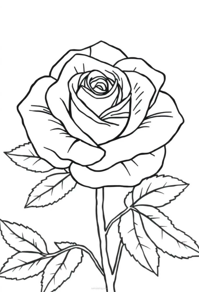 Rose coloring page for kids