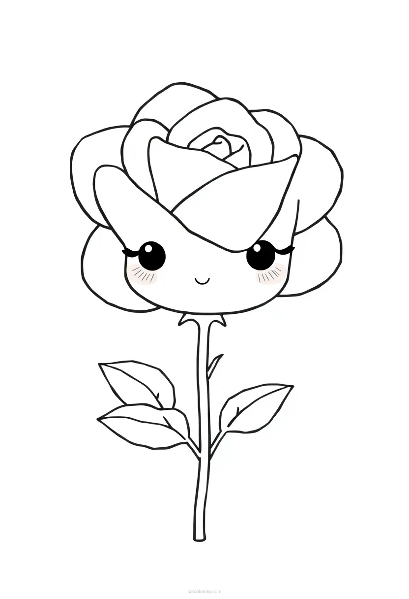 Rose coloring page for kids