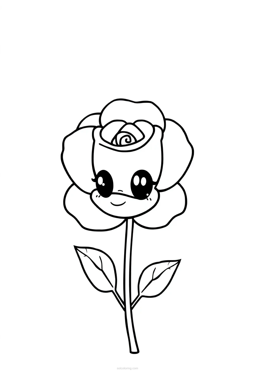 Rose coloring page for kids