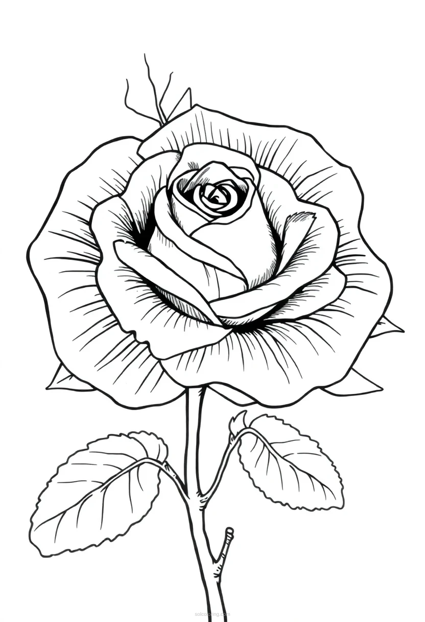 Rose coloring page for kids