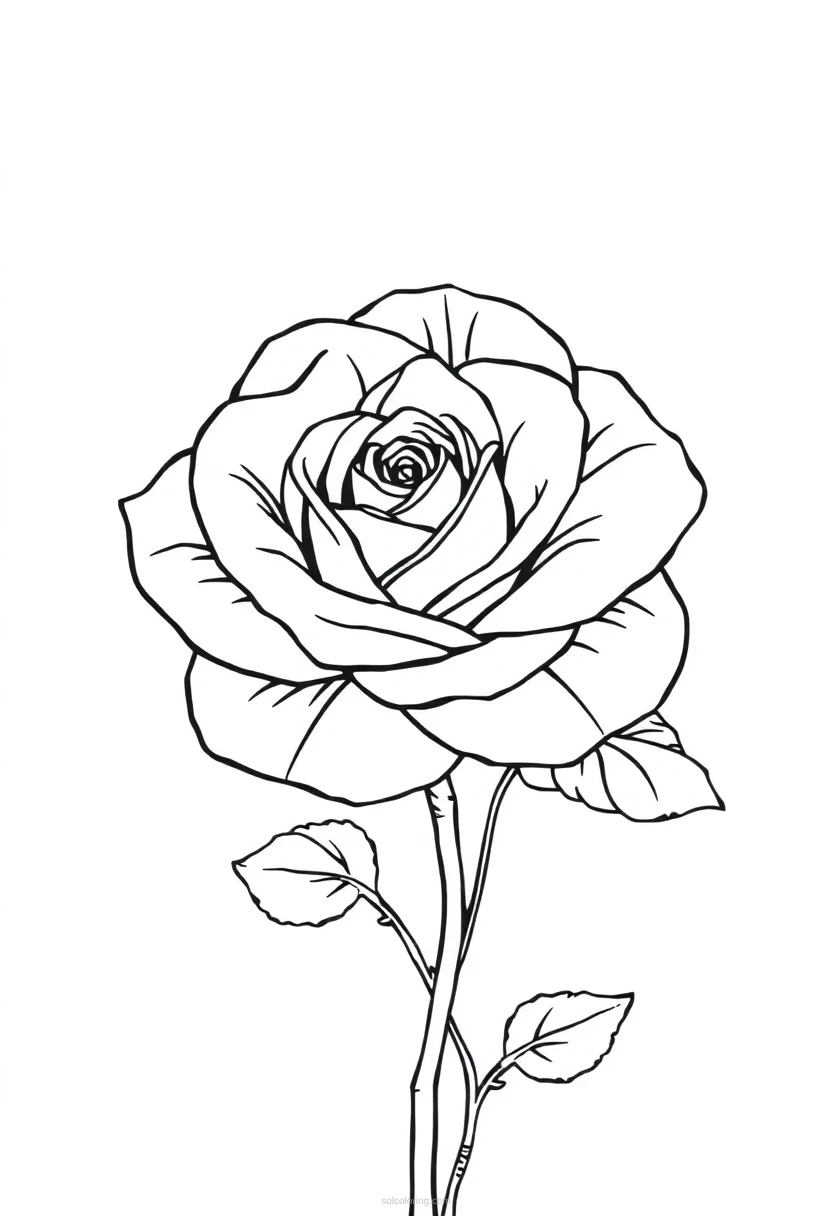 Rose coloring page for kids