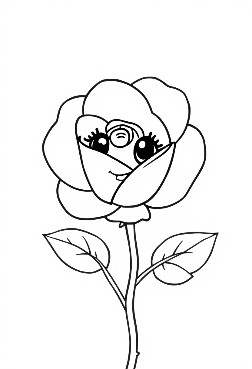Rose coloring page, free printable