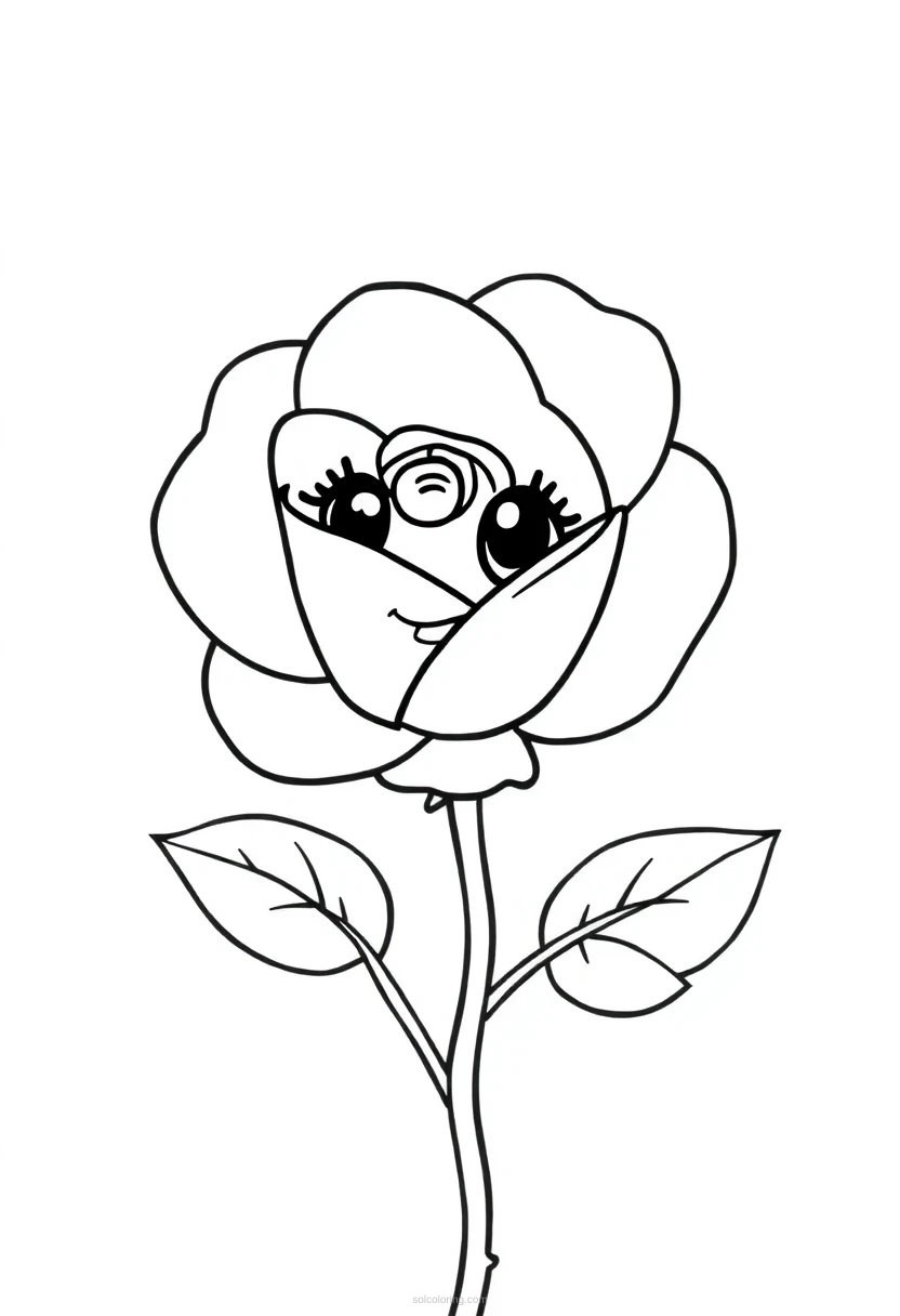 Rose coloring page for kids