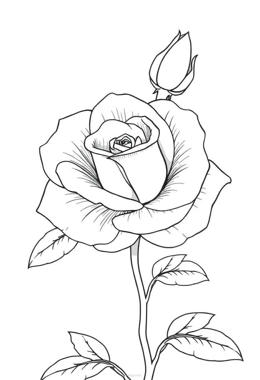 Rose coloring page for kids