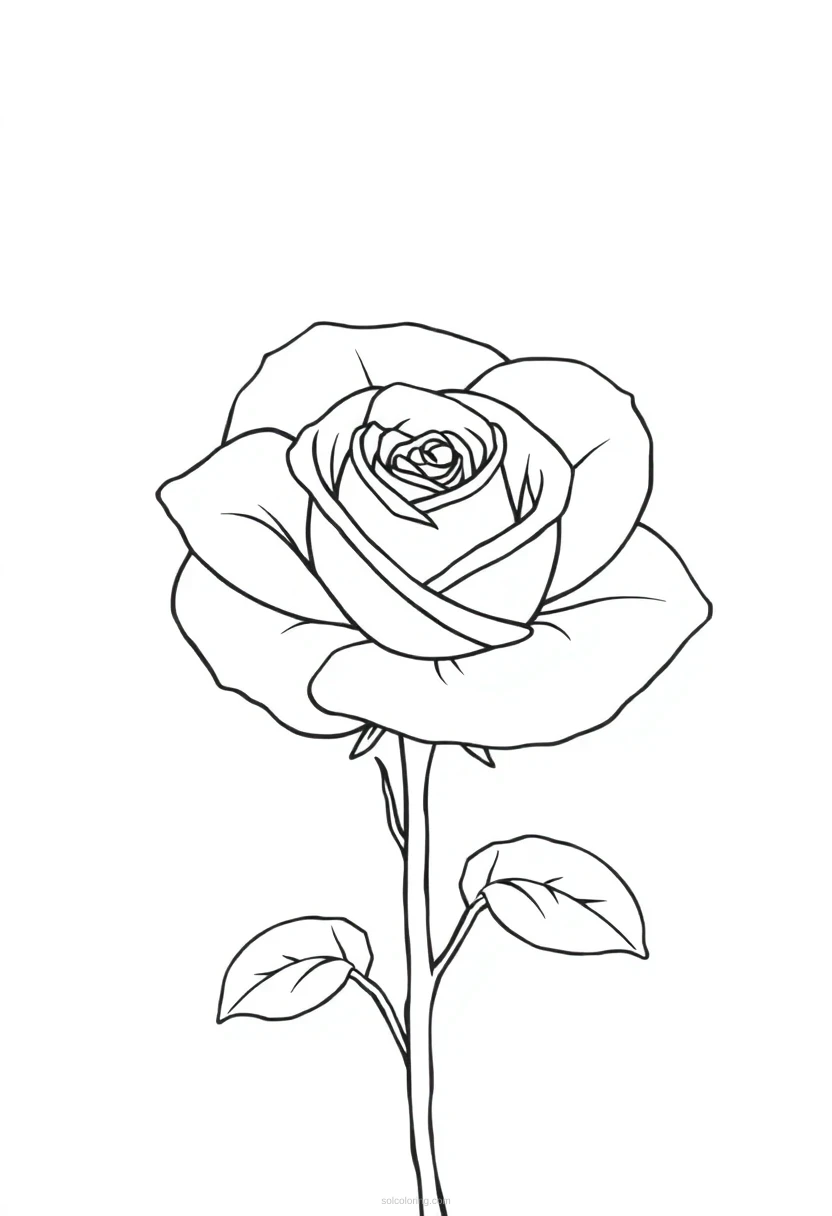 Rose coloring page for kids