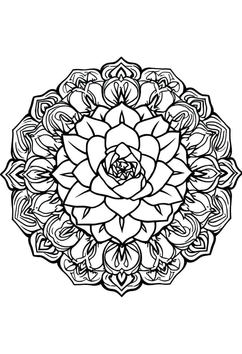Rose coloring page, free printable