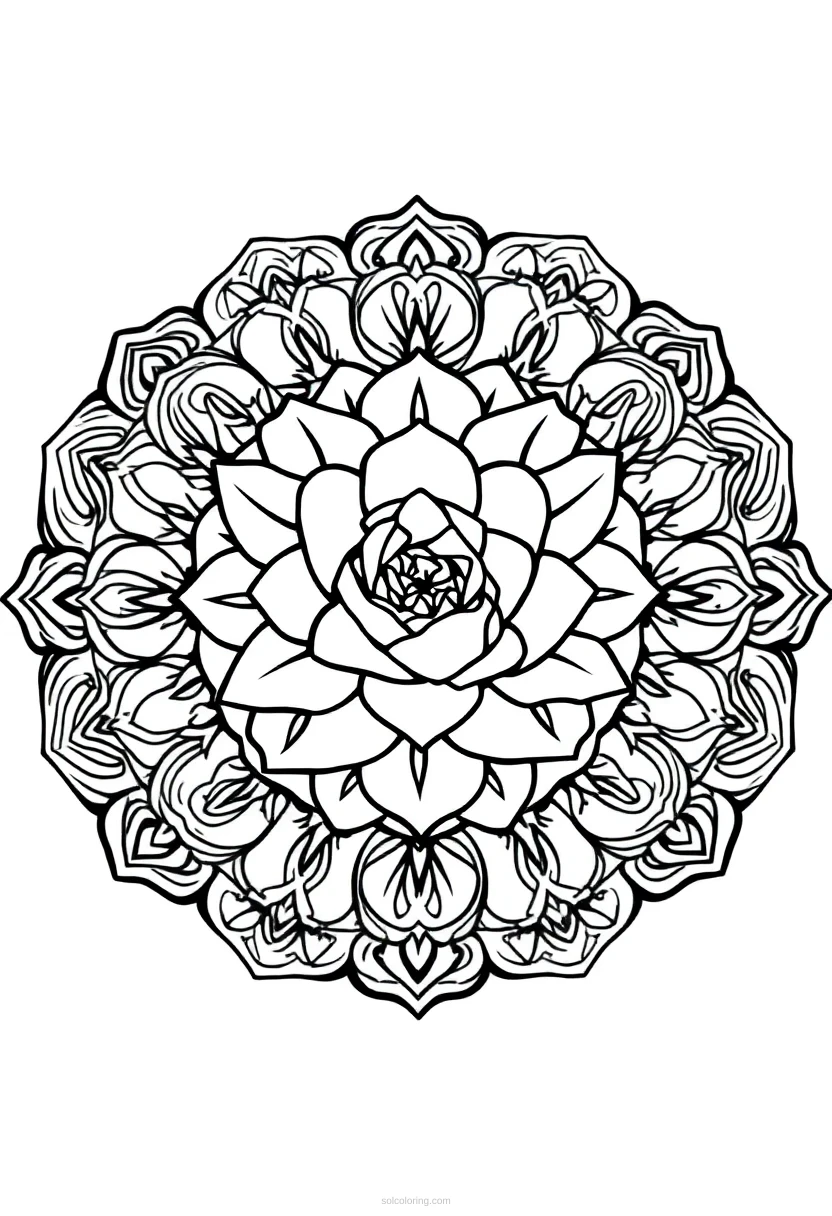 Rose coloring page for kids
