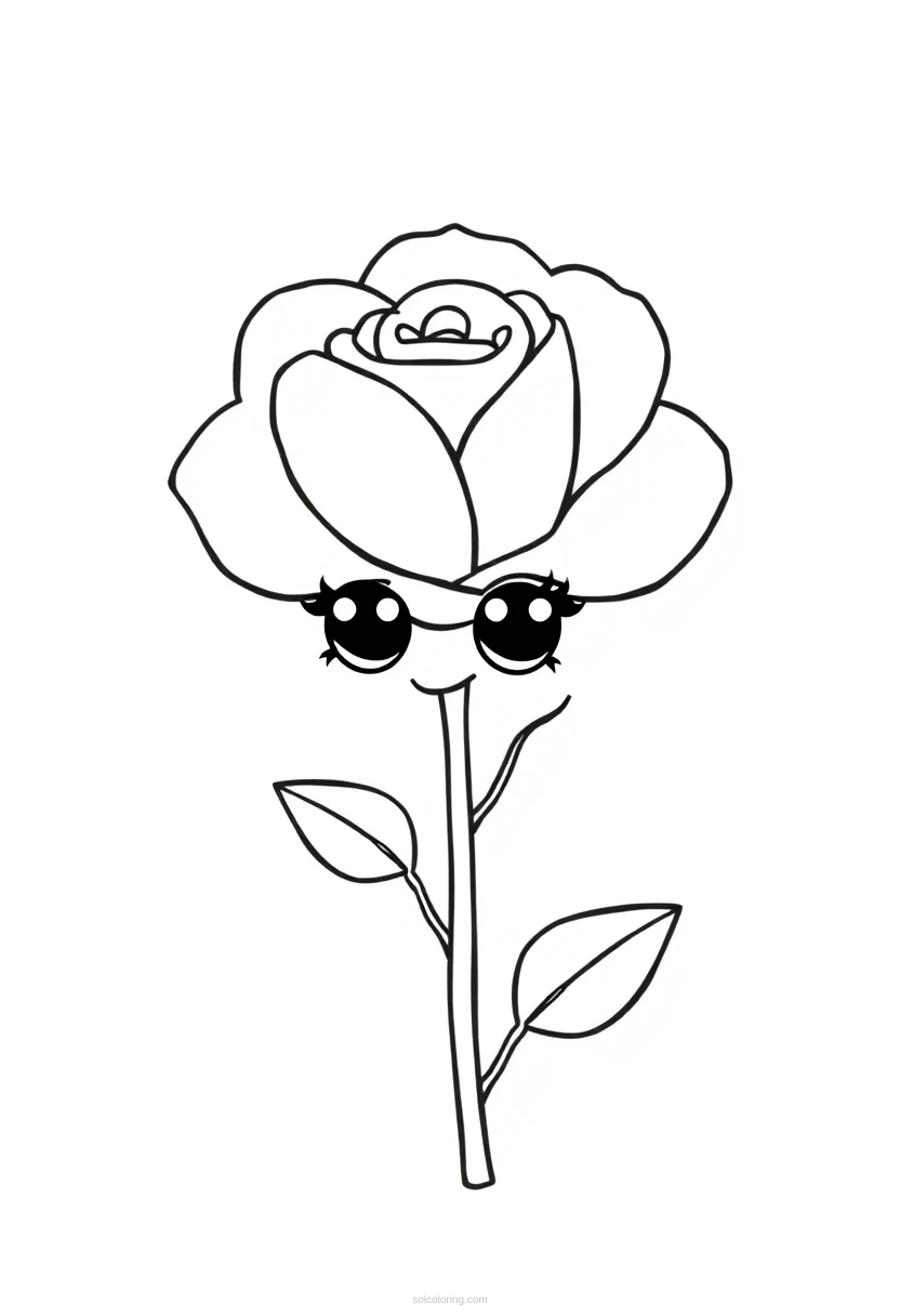 Rose coloring page for kids