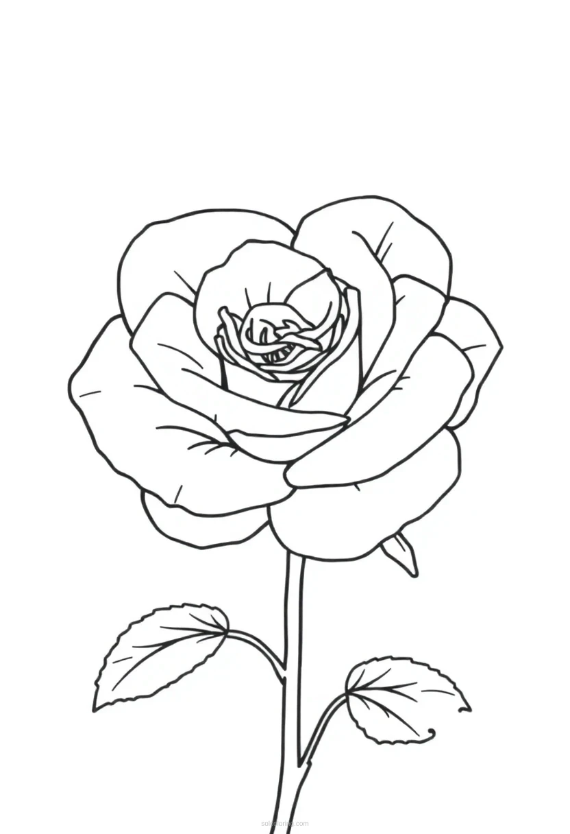 Rose coloring page for kids
